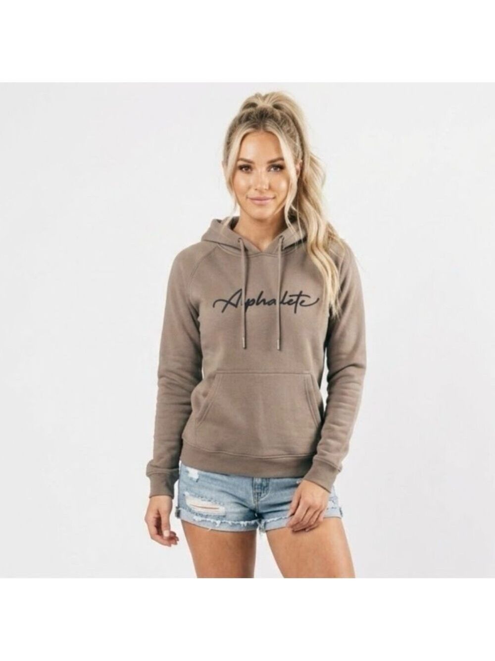 Alphalete Signature Performance Hoodie in Light Brown - Size Small